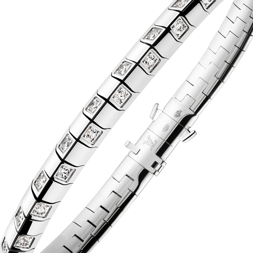 Le Damier de Louis Vuitton Medium Bracelet, White Gold and Diamonds