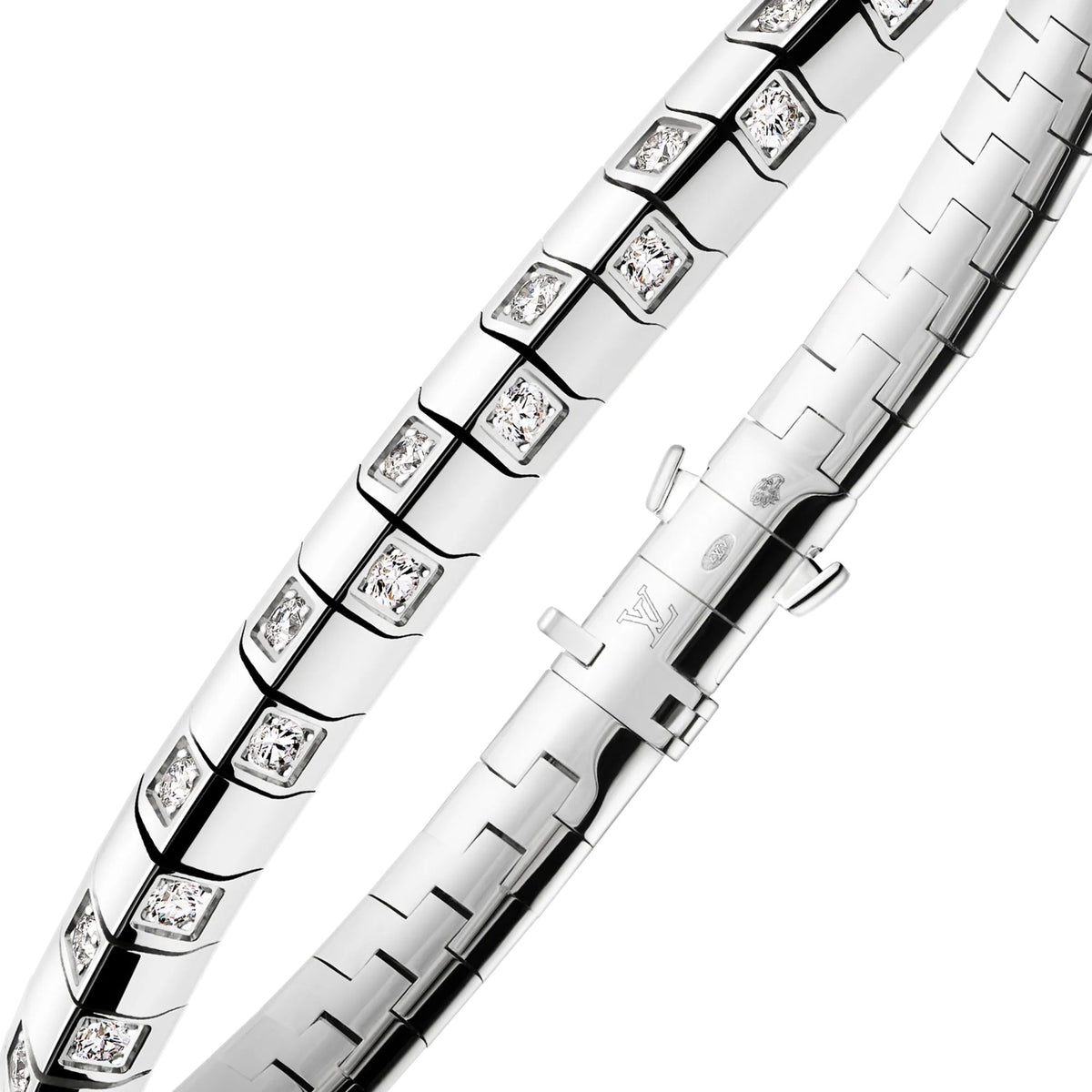 Le Damier de Louis Vuitton Medium Bracelet, White Gold and Diamonds