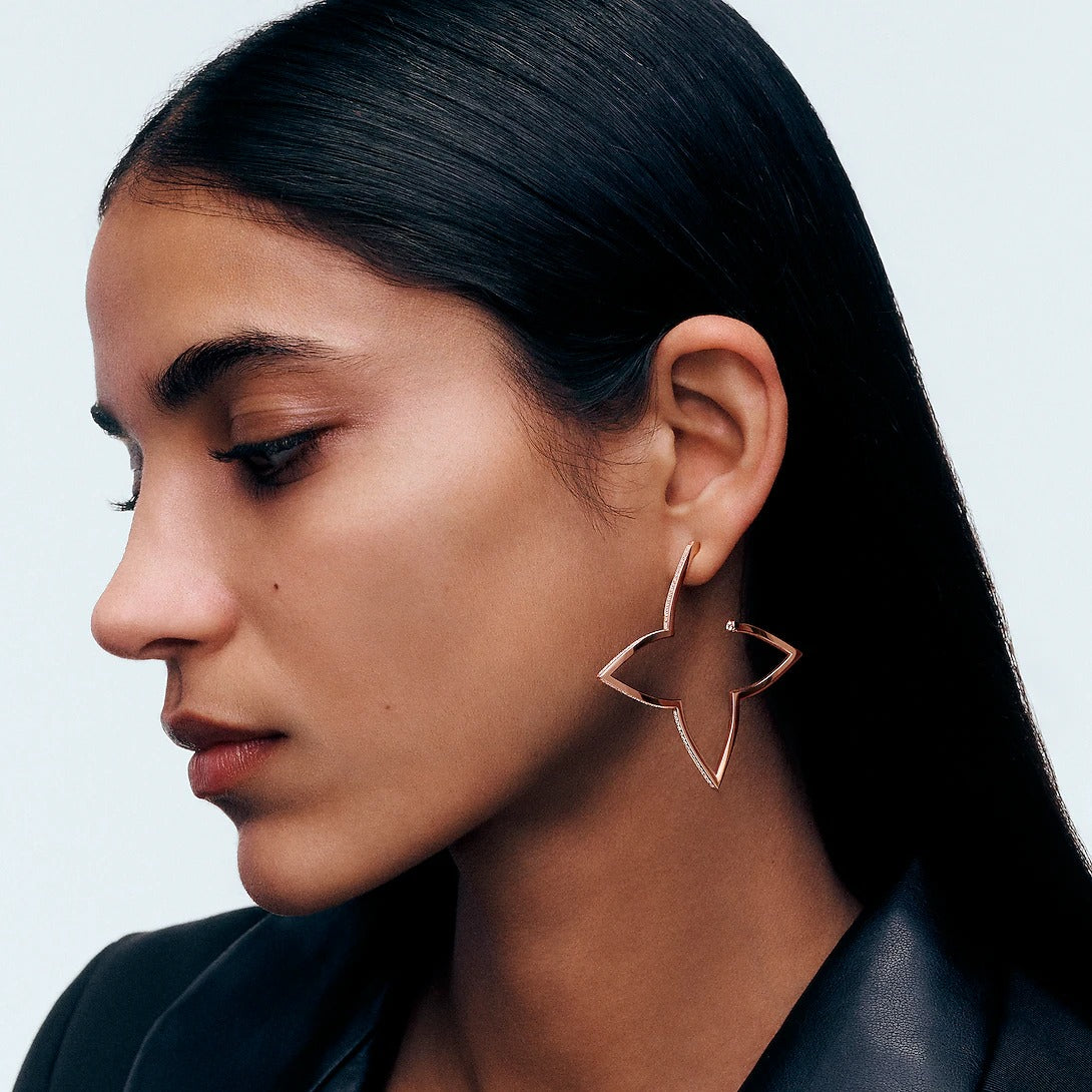 Ombre Blossom XL Hoops, Pink Gold and Diamonds