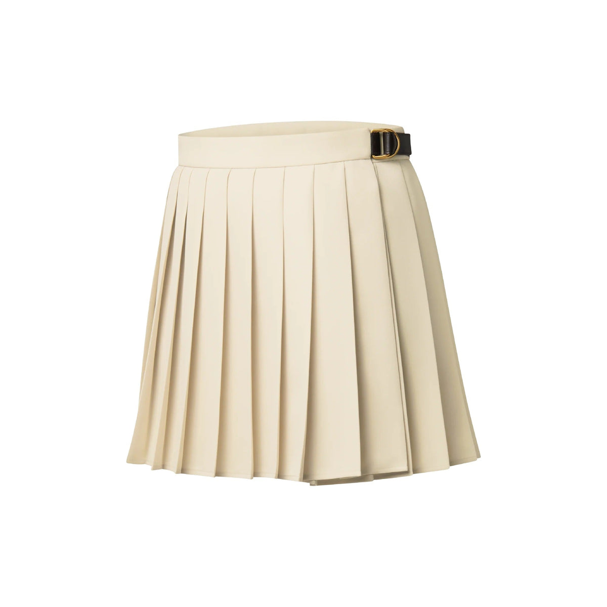 Belt Detail Pleated Mini Skirt