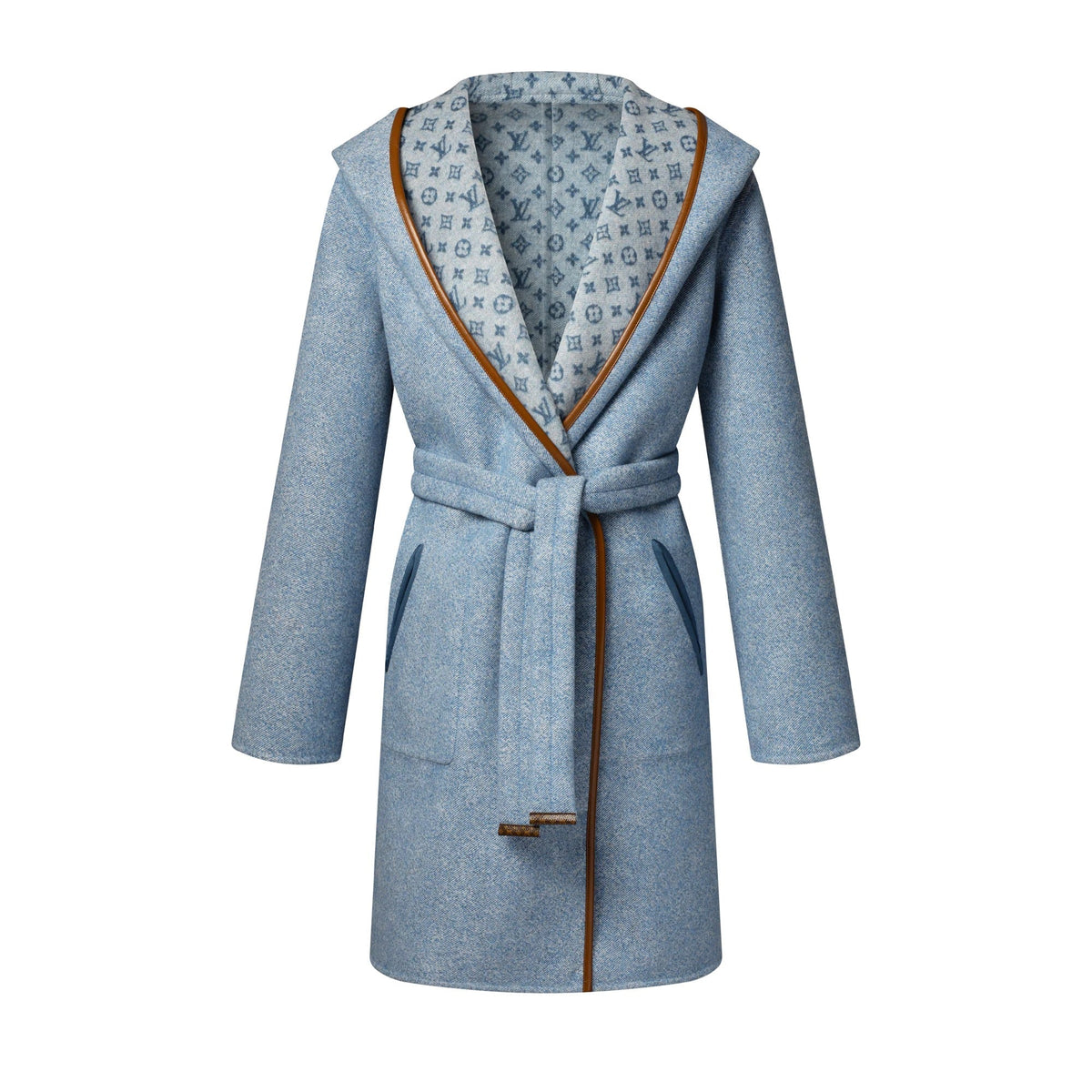 Reversible Signature Hooded Wrap Coat