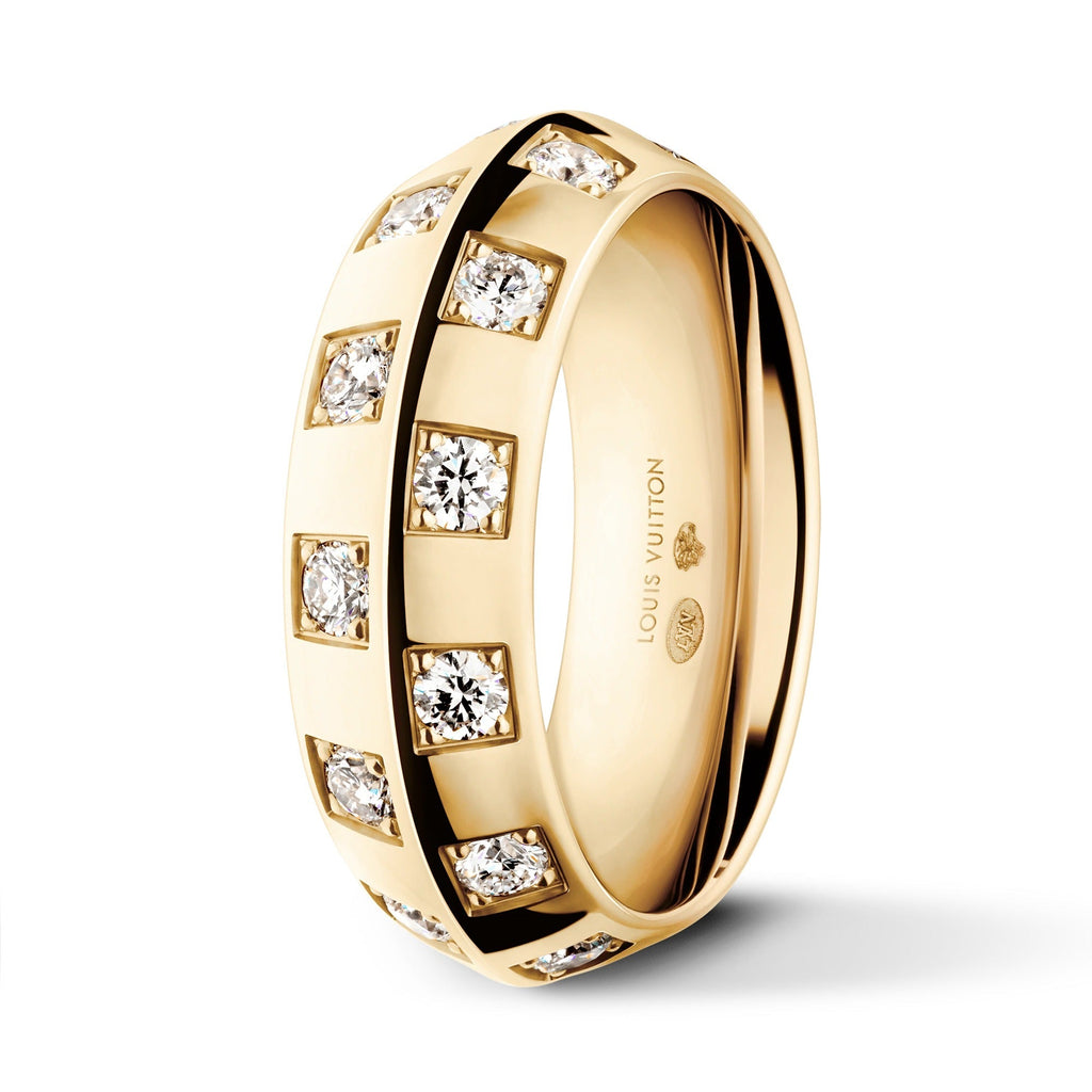 Le Damier de Louis Vuitton Large Ring, Yellow Gold and Diamonds