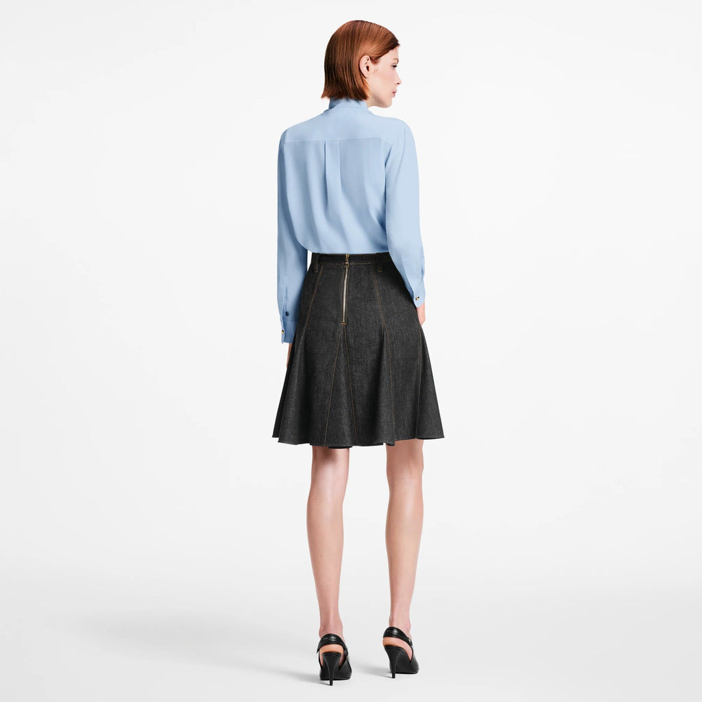 Topstitched Denim Skirt