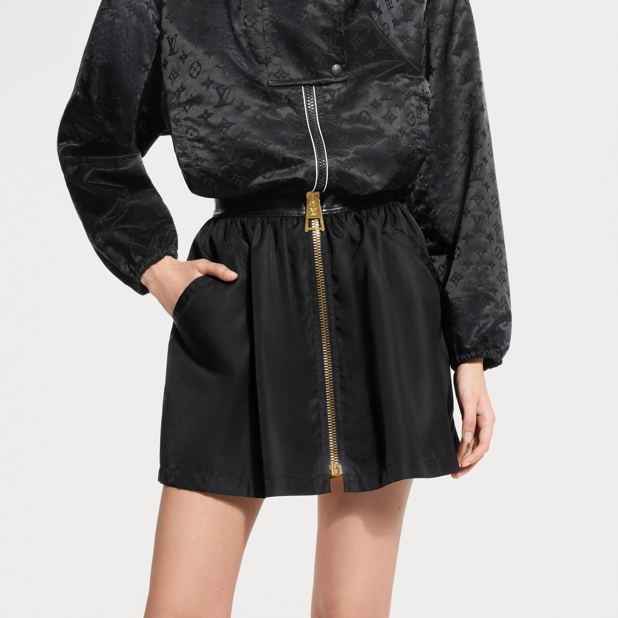 Leather Insert Mini Skirt