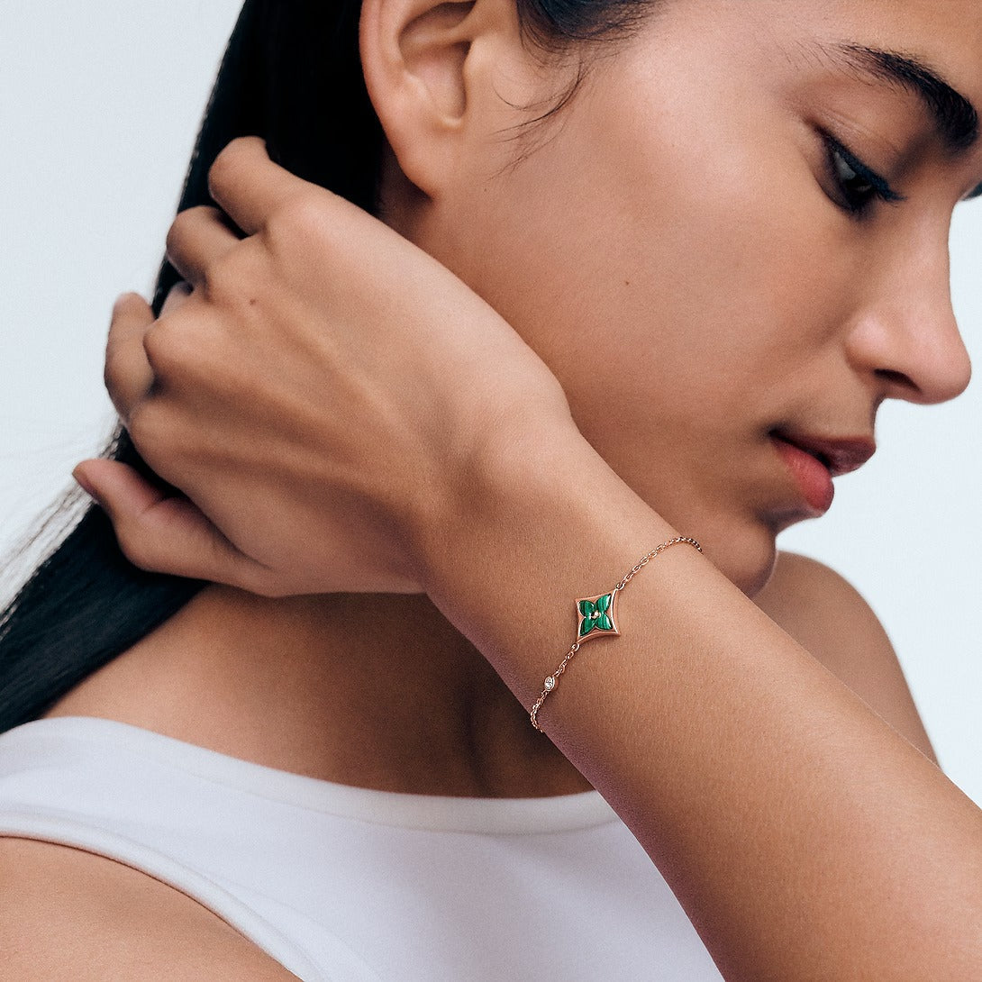 Color Blossom BB Star Bracelet, Pink Gold, Malachite and Diamond