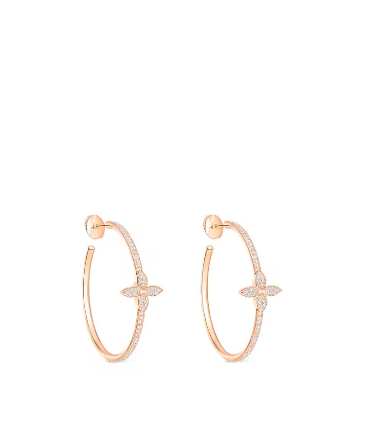 Idylle Blossom Hoops, Pink Gold And Diamonds