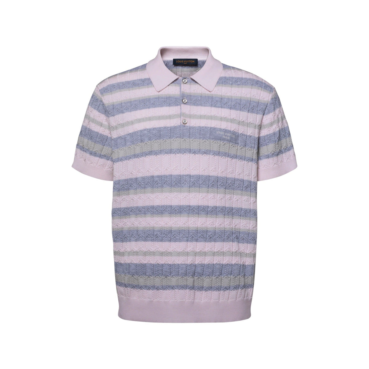 Stripy Cable-Knit Polo Shirt