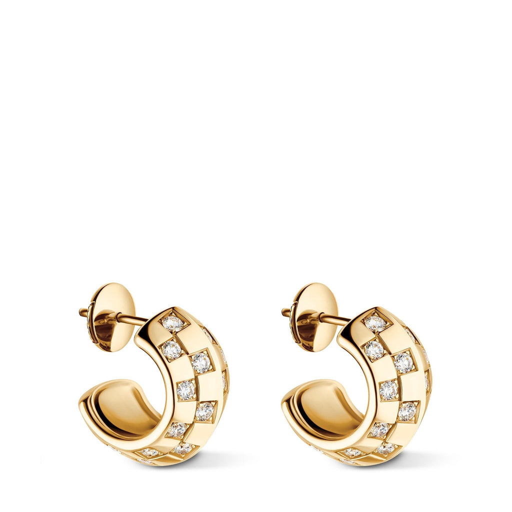 Le Damier de Louis Vuitton Double Hoops, Yellow Gold and Diamonds
