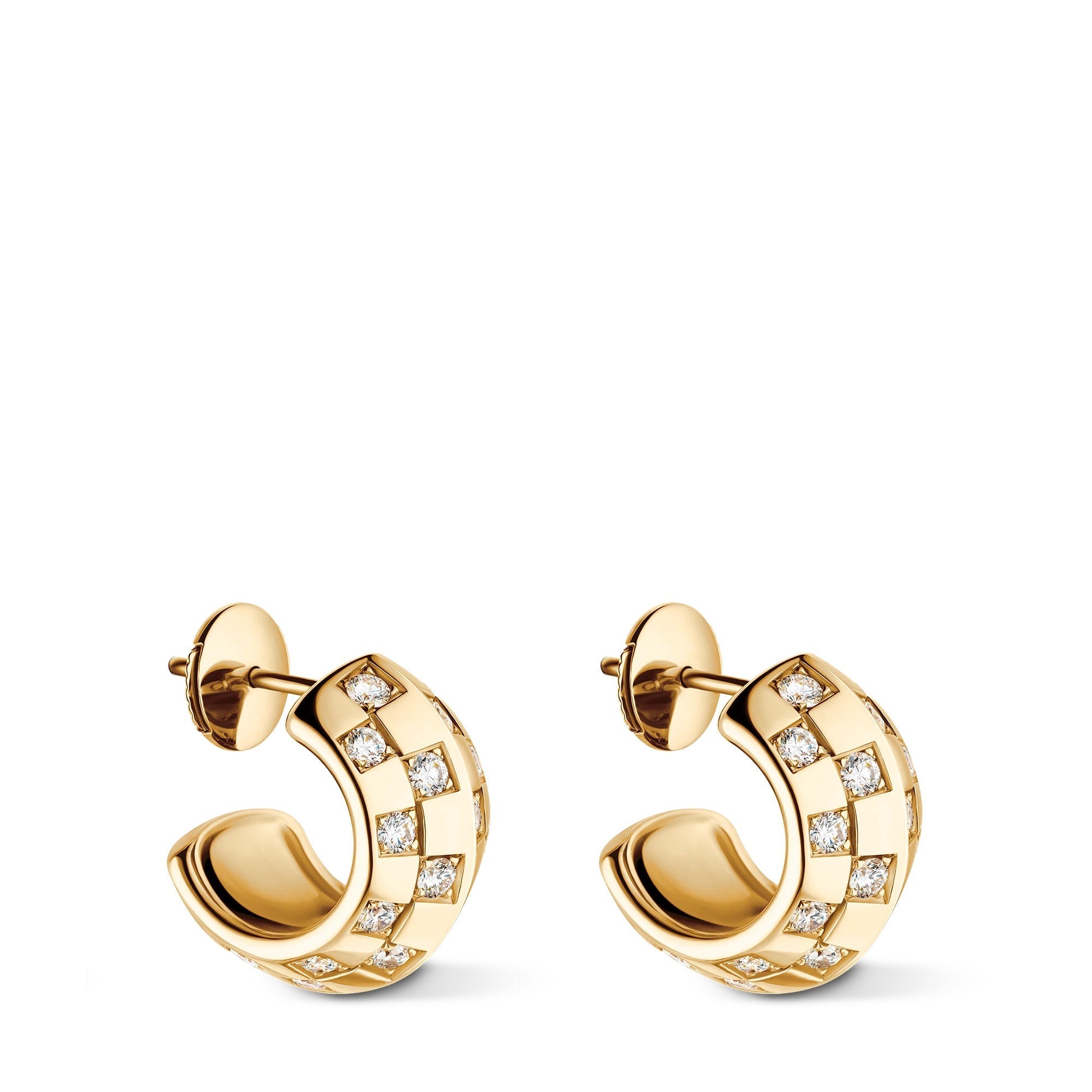 Le Damier de Louis Vuitton Double Hoops, Yellow Gold and Diamonds