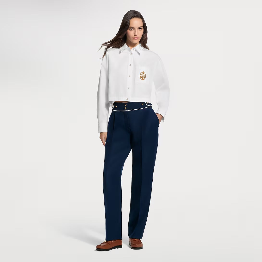 Anchor Patch Cropped Shirt