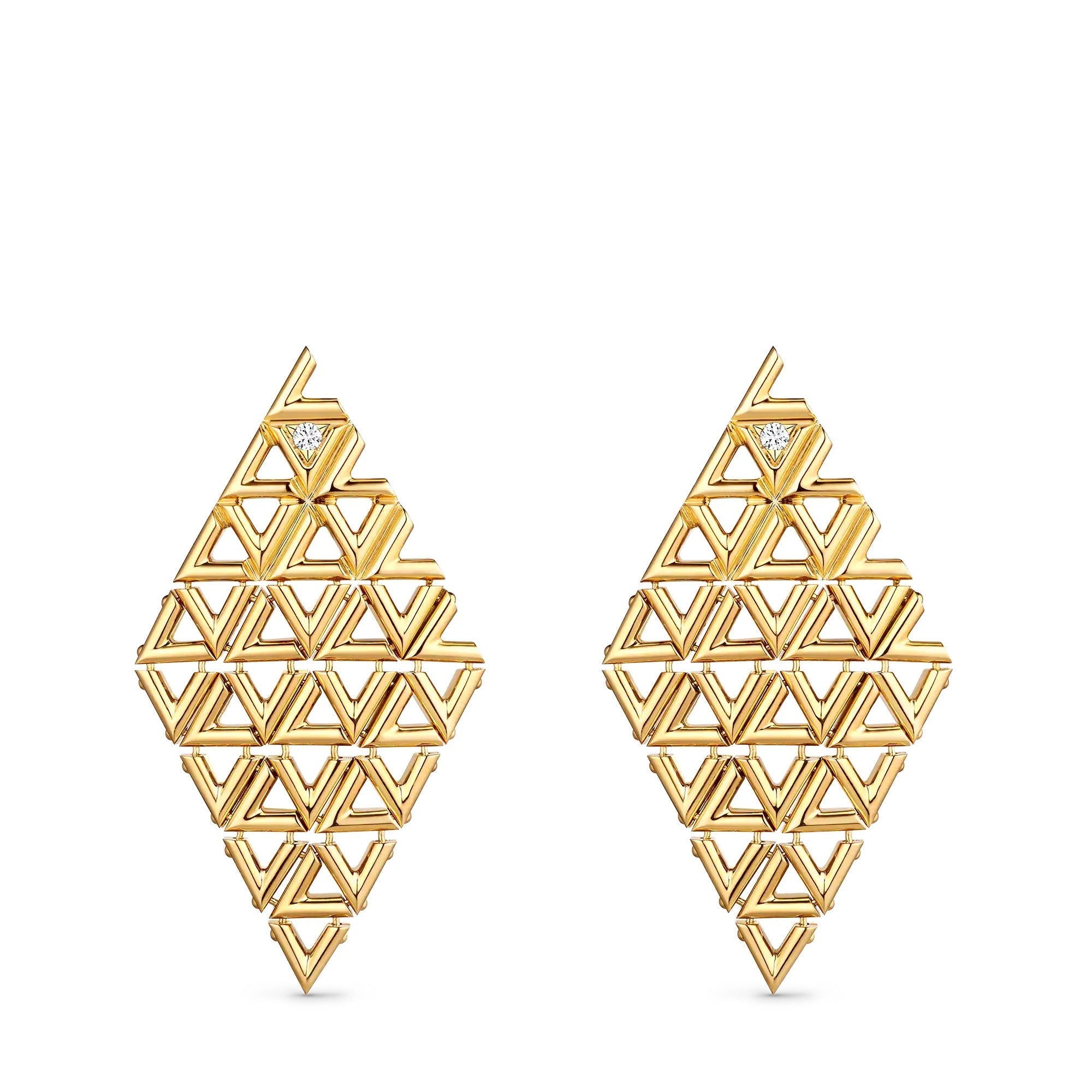 LV Volt Mesh Earrings, Yellow Gold And Diamonds