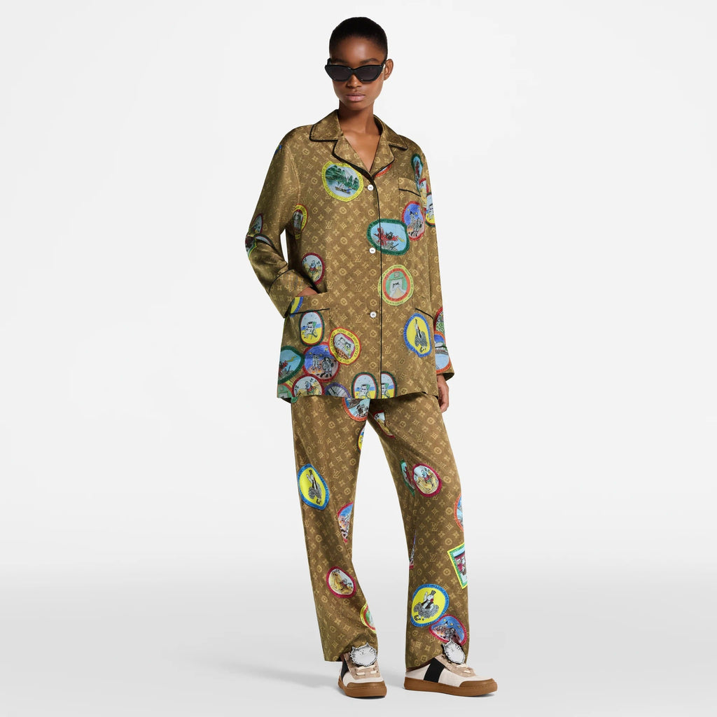 Monogram Cat Stamp Pajama Pants