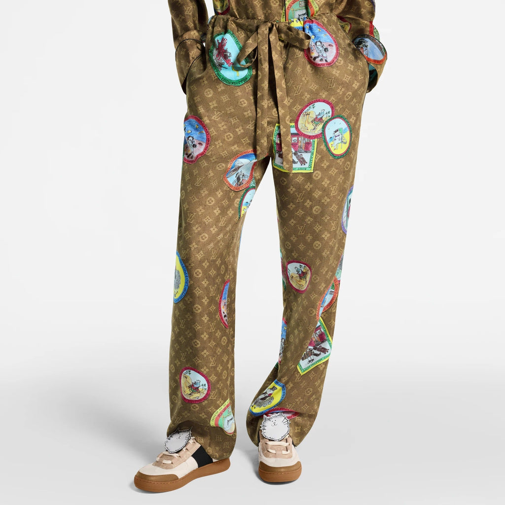 Monogram Cat Stamp Pajama Pants