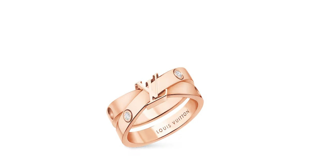 Empreinte Double Ring, Pink Gold and Diamonds