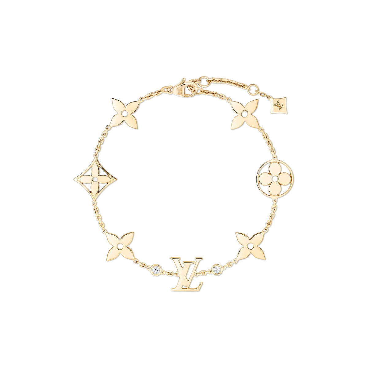 Idylle Blossom Monogram Bracelet, Yellow Gold and Diamonds