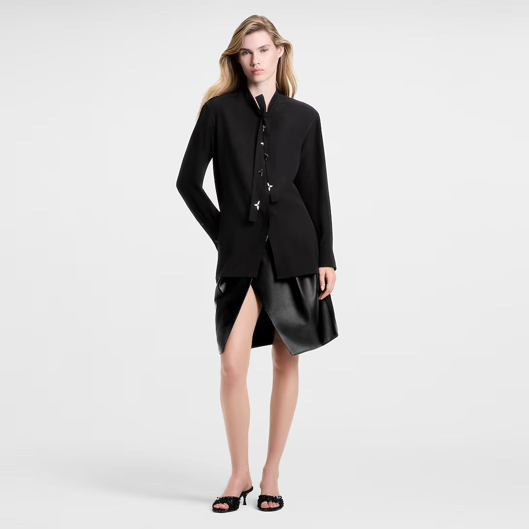 Monogram Accent Lavallière Blouse