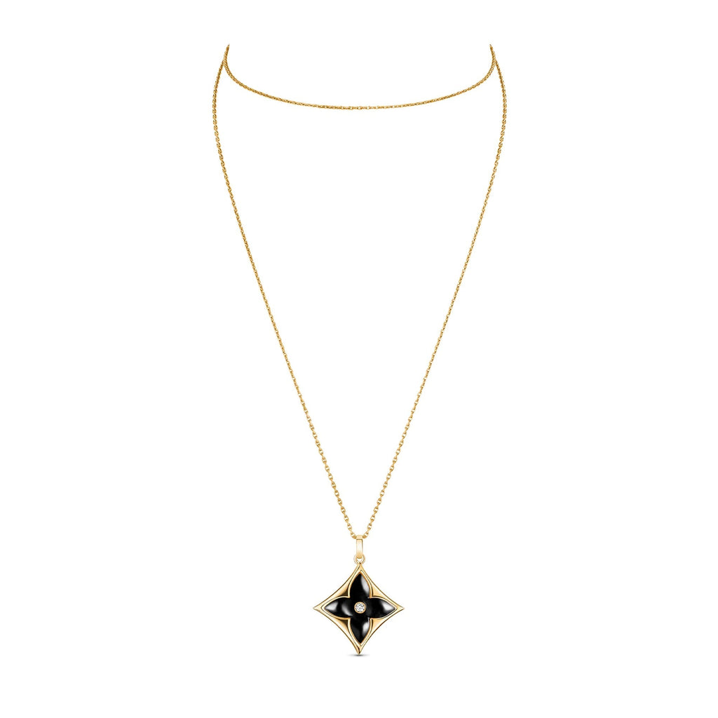 Color Blossom XL Star Medallion, Yellow Gold, Onyx and Diamond