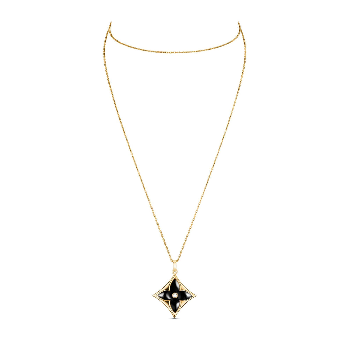 Color Blossom XL Star Medallion, Yellow Gold, Onyx and Diamond
