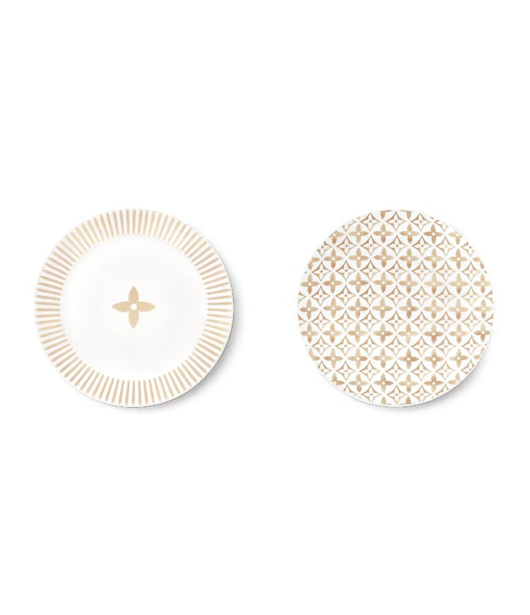 Set Of 2 Side Plates Monogram Flower Tile