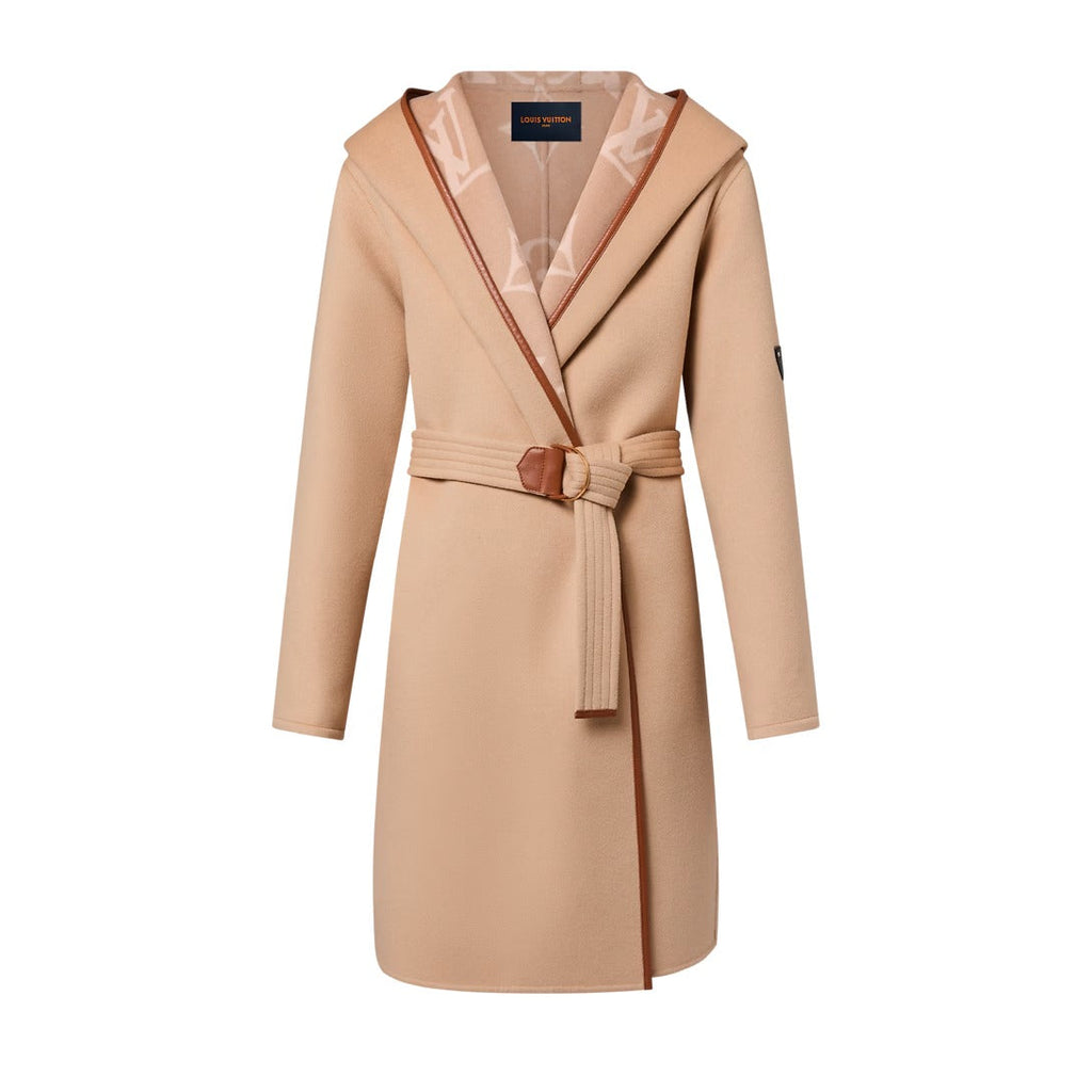 Belted Double Face Hooded Wrap Coat