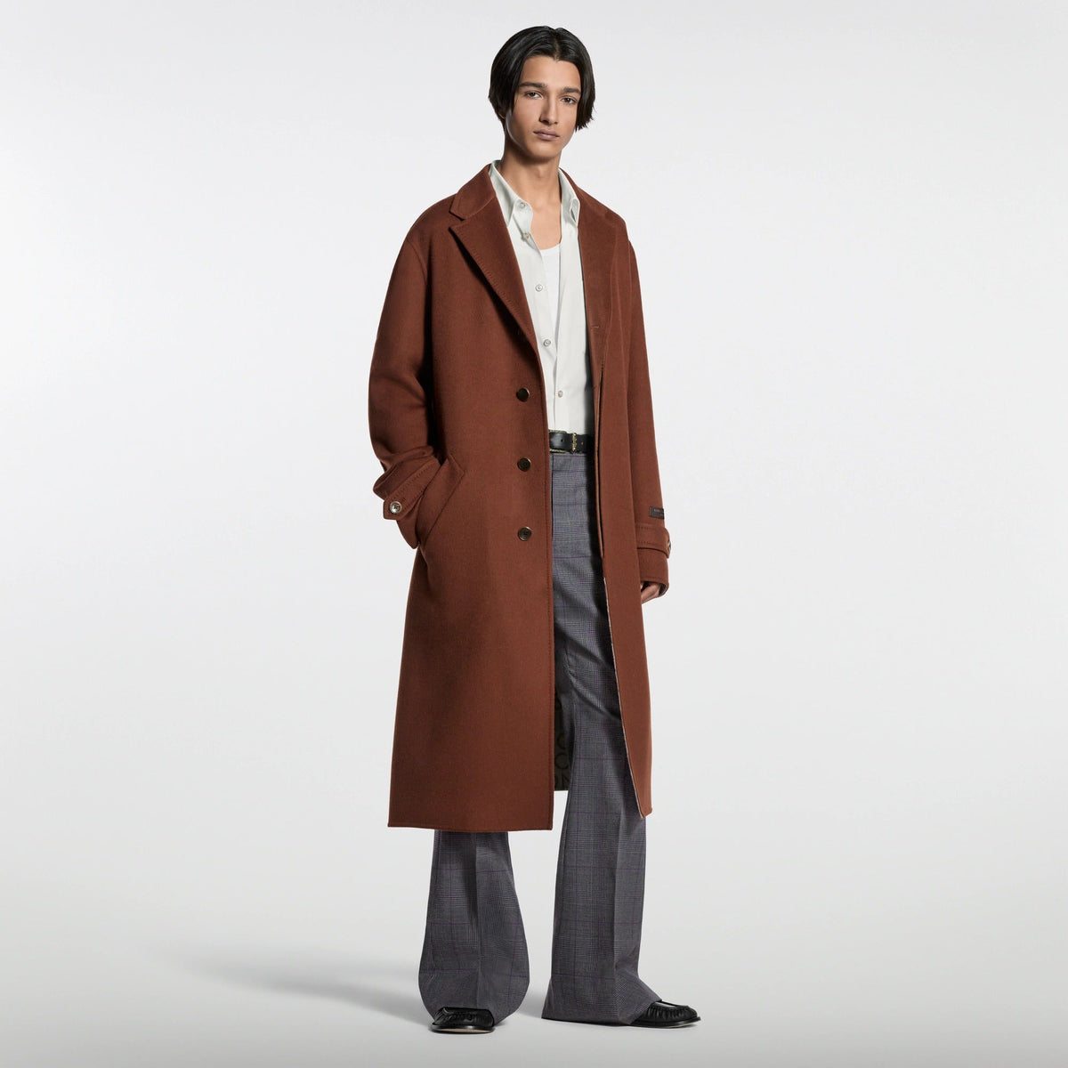 Double-Face Wool Silk Belted Coat