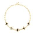 Ever Blossom Necklace, Yellow Gold, Onyx & Diamonds