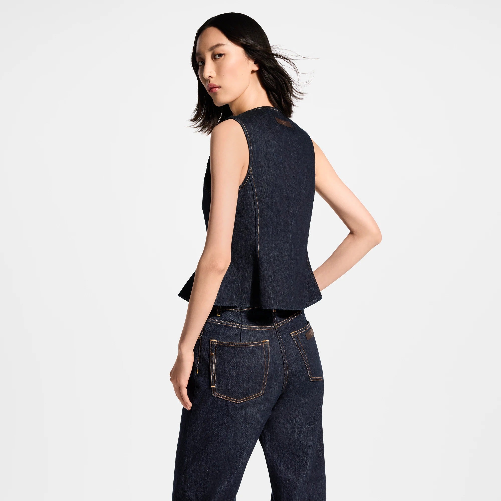 Signature Button Indigo Denim Top