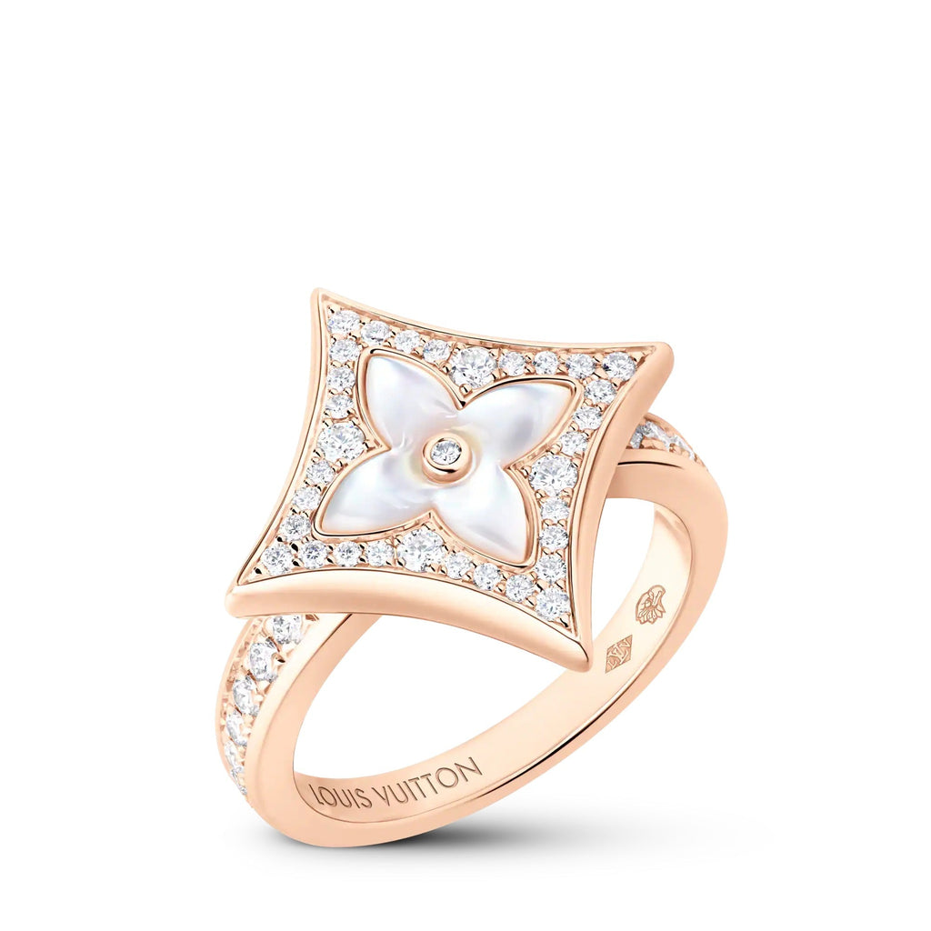 Color Blossom M Star Ring, Pink Gold, White Mother-of-Pearl and Diamonds