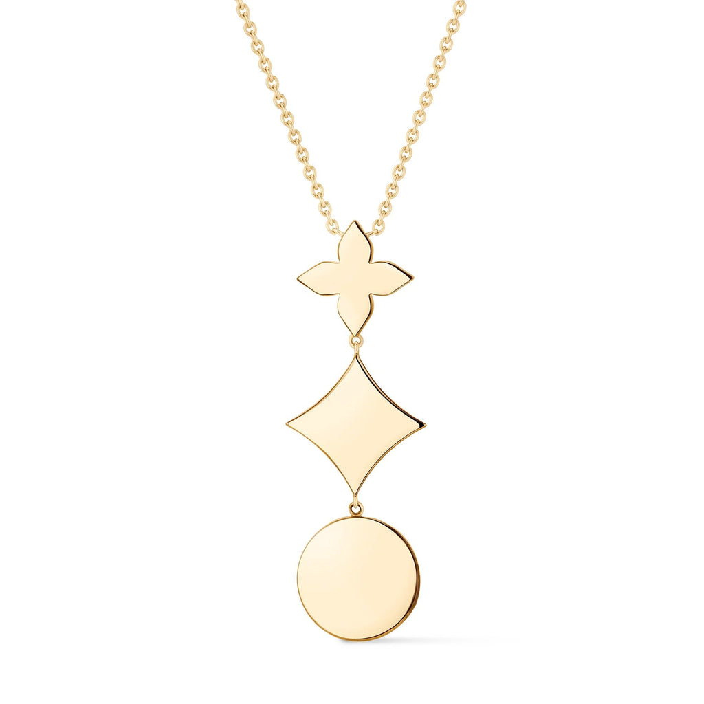 Color Blossom M Star and Sun Multi-Motif Pendant, Yellow Gold, Onyx and Diamond