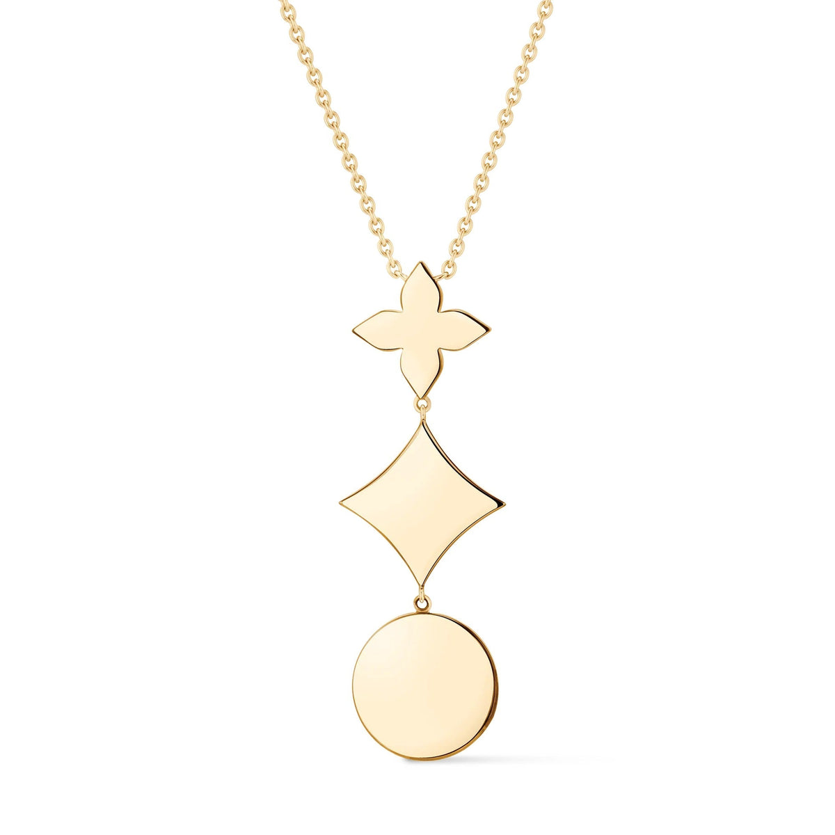 Color Blossom M Star and Sun Multi-Motif Pendant, Yellow Gold, Onyx and Diamond