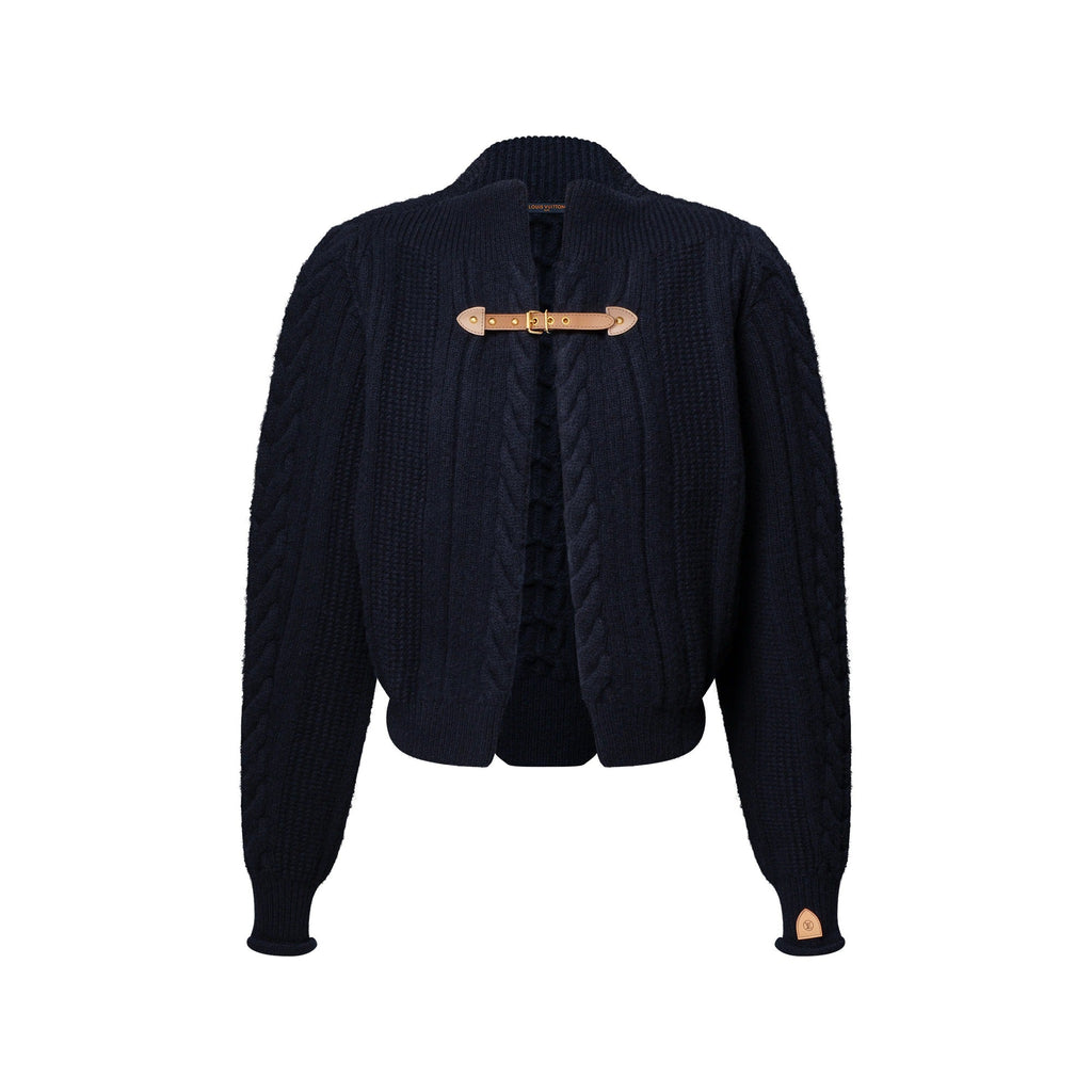 Strap Front Cable-Knit Cardigan