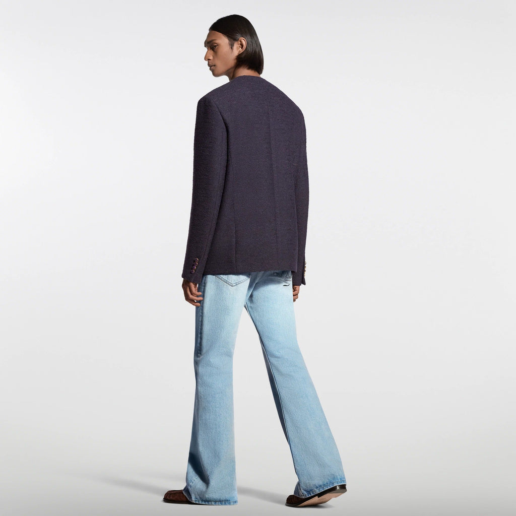 Collarless Bouclette Jacket