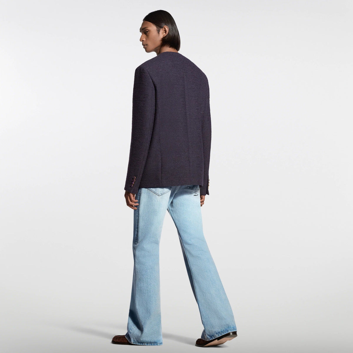 Collarless Bouclette Jacket
