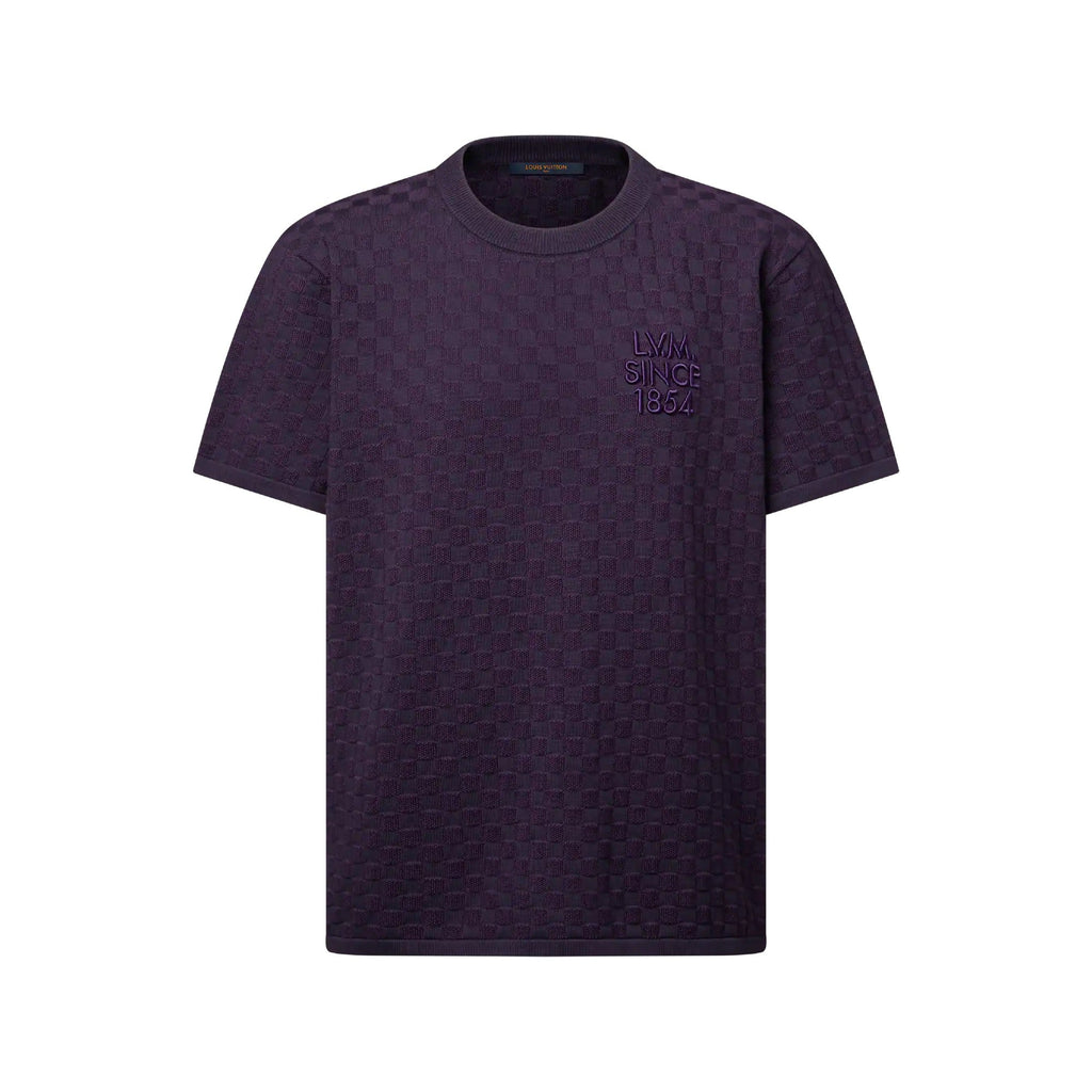 Damier Jacquard Short-Sleeved Crewneck