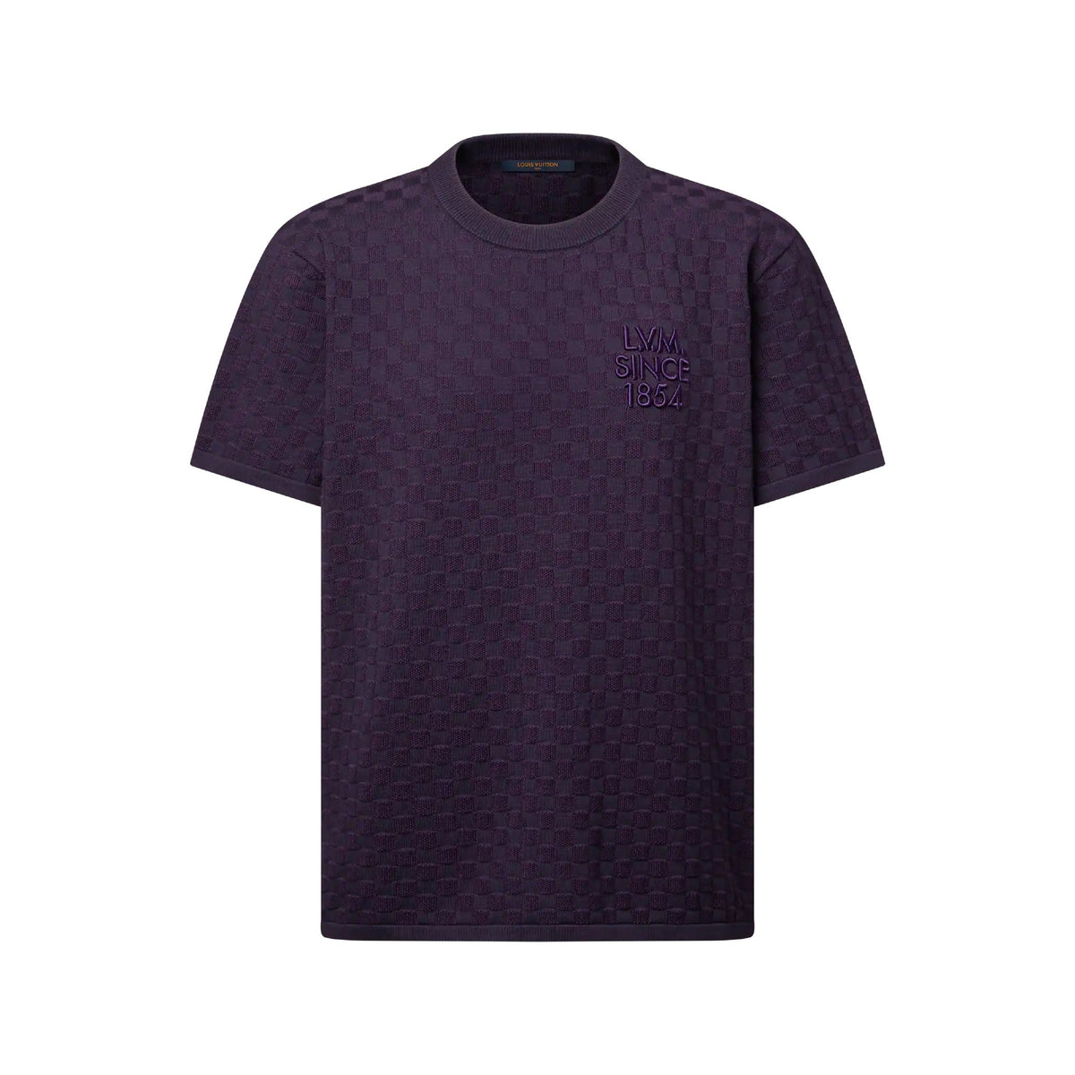 Damier Jacquard Short-Sleeved Crewneck