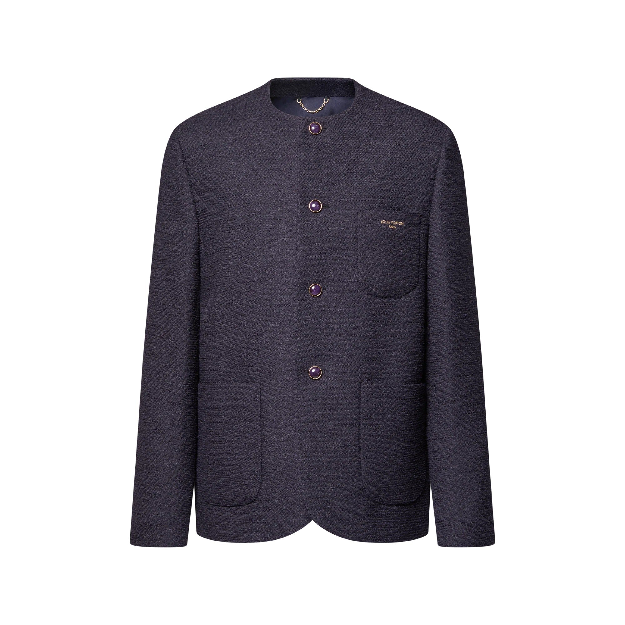 Collarless Bouclette Jacket