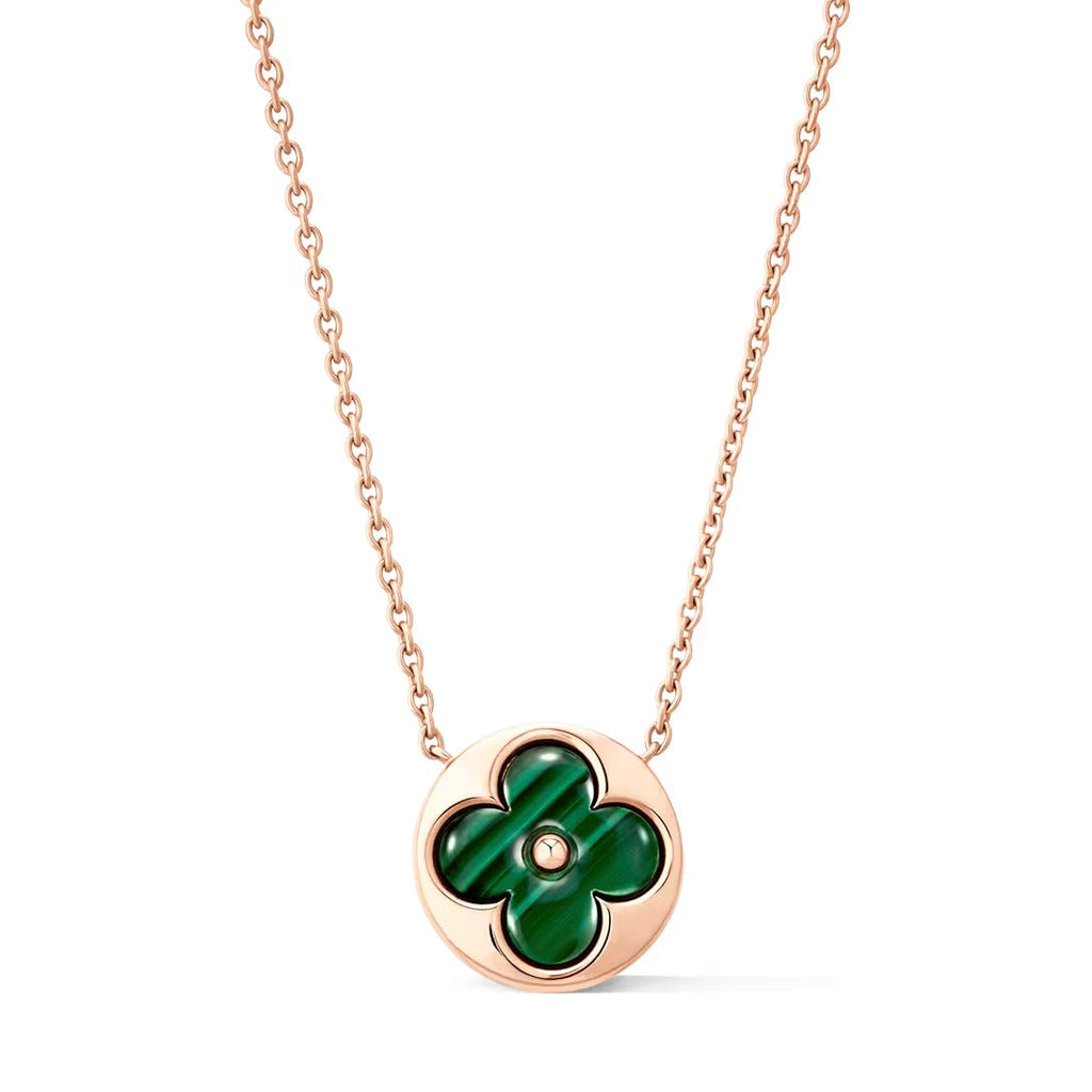 Color Blossom M Sun Pendant, Pink Gold and Malachite
