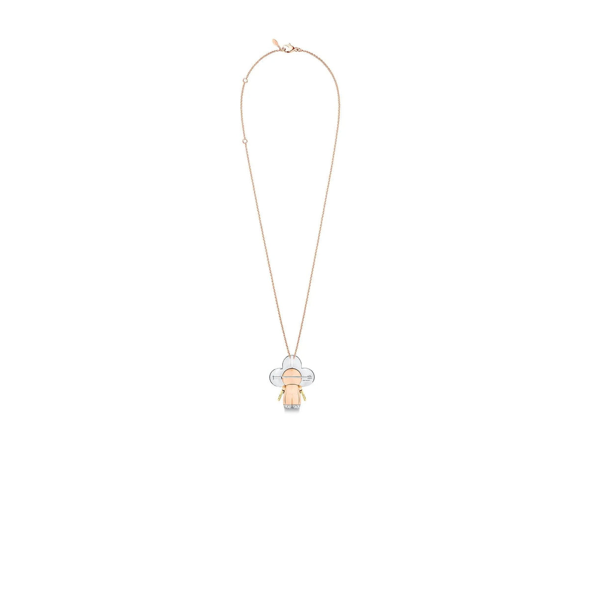 Vivienne large pendant, 3 golds & diamonds pavage