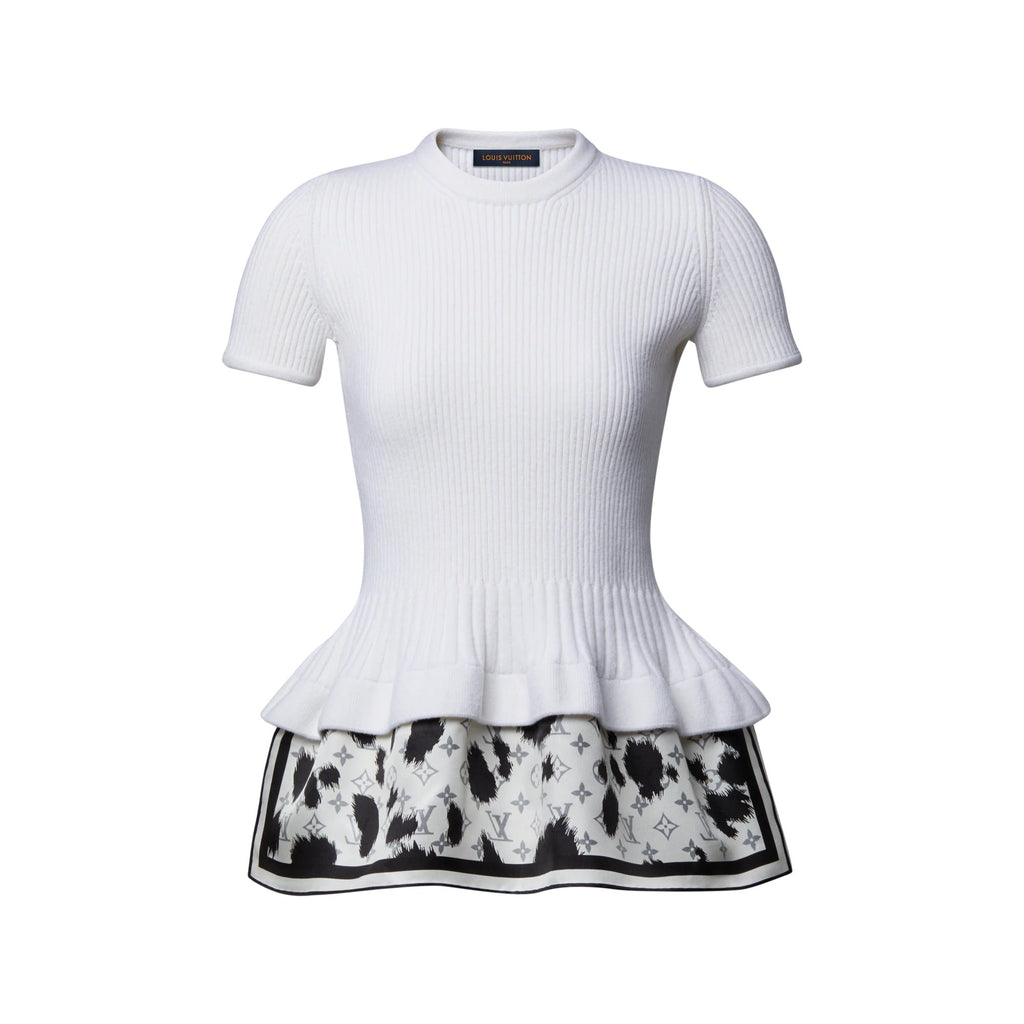 Cow Print Insert Knit Top