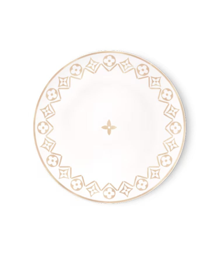 Set Of 2 Dinner Plates Monogram Flower Tile