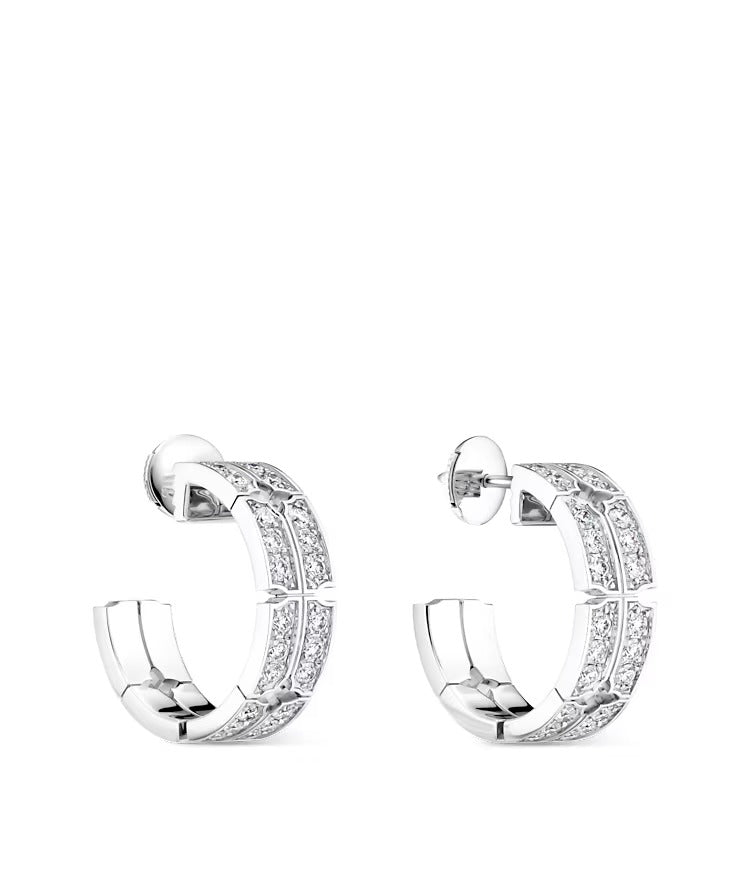Tumbler Large Earrings, White Gold and Diamonds