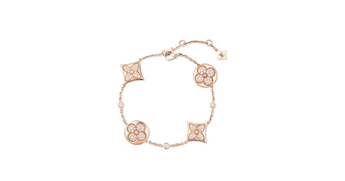 Color Blossom BB Star and Sun Multi-Motif Bracelet, Pink Gold and Diamonds