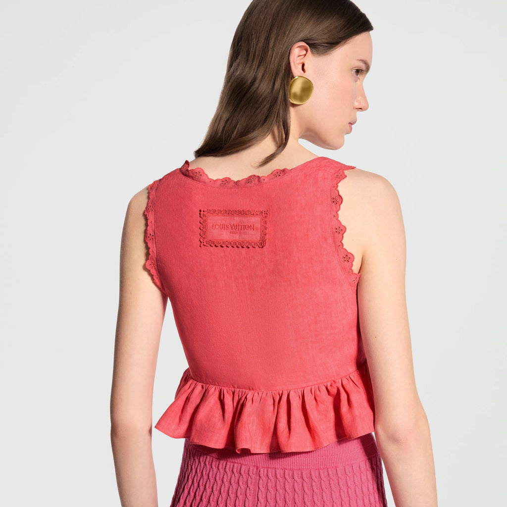 Broderie Trim Peplum Crop Top