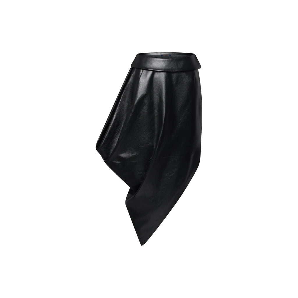 Asymmetrical Leather Skirt