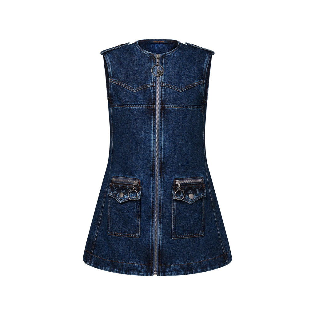 Raw Denim Zip-Up Dress