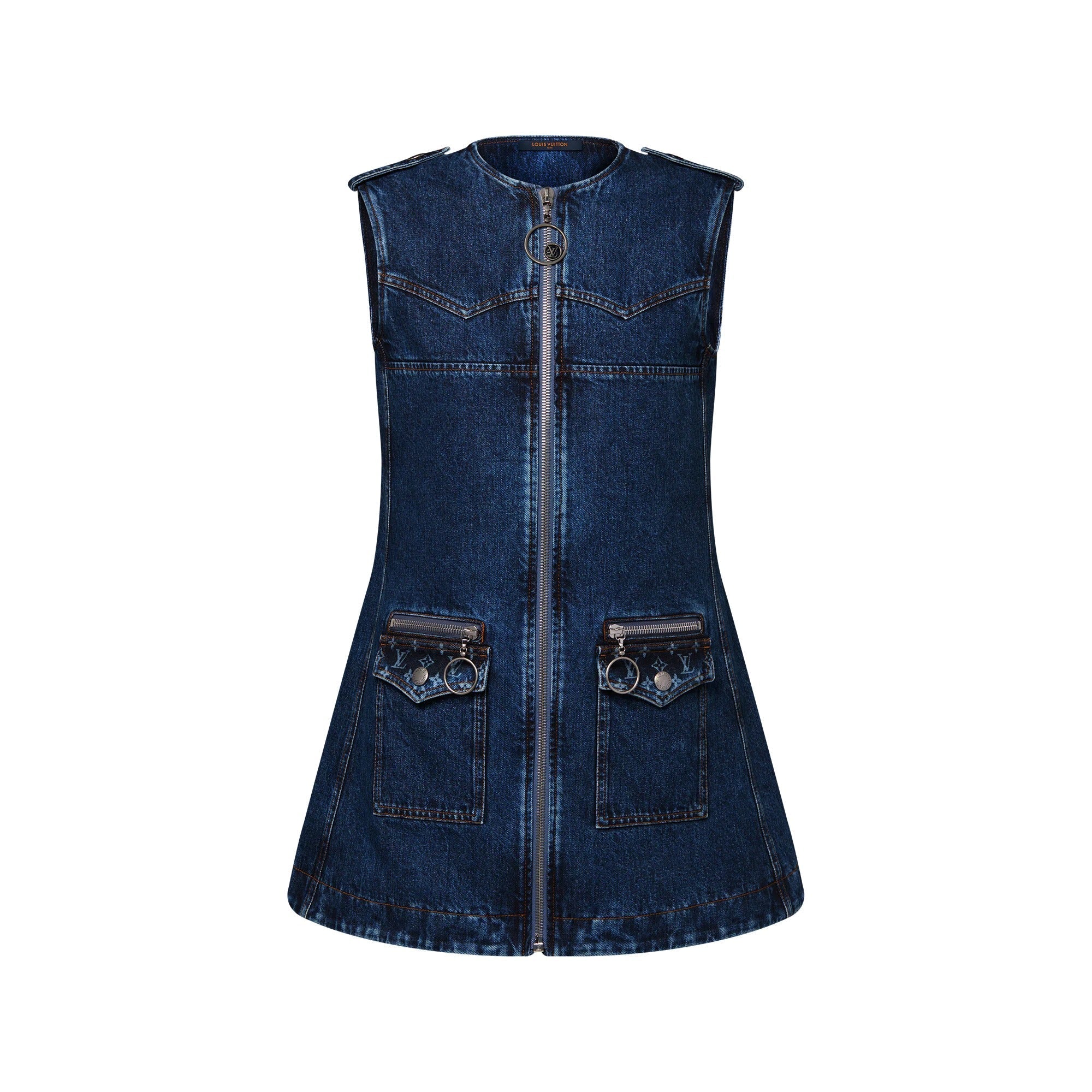 Raw Denim Zip-Up Dress