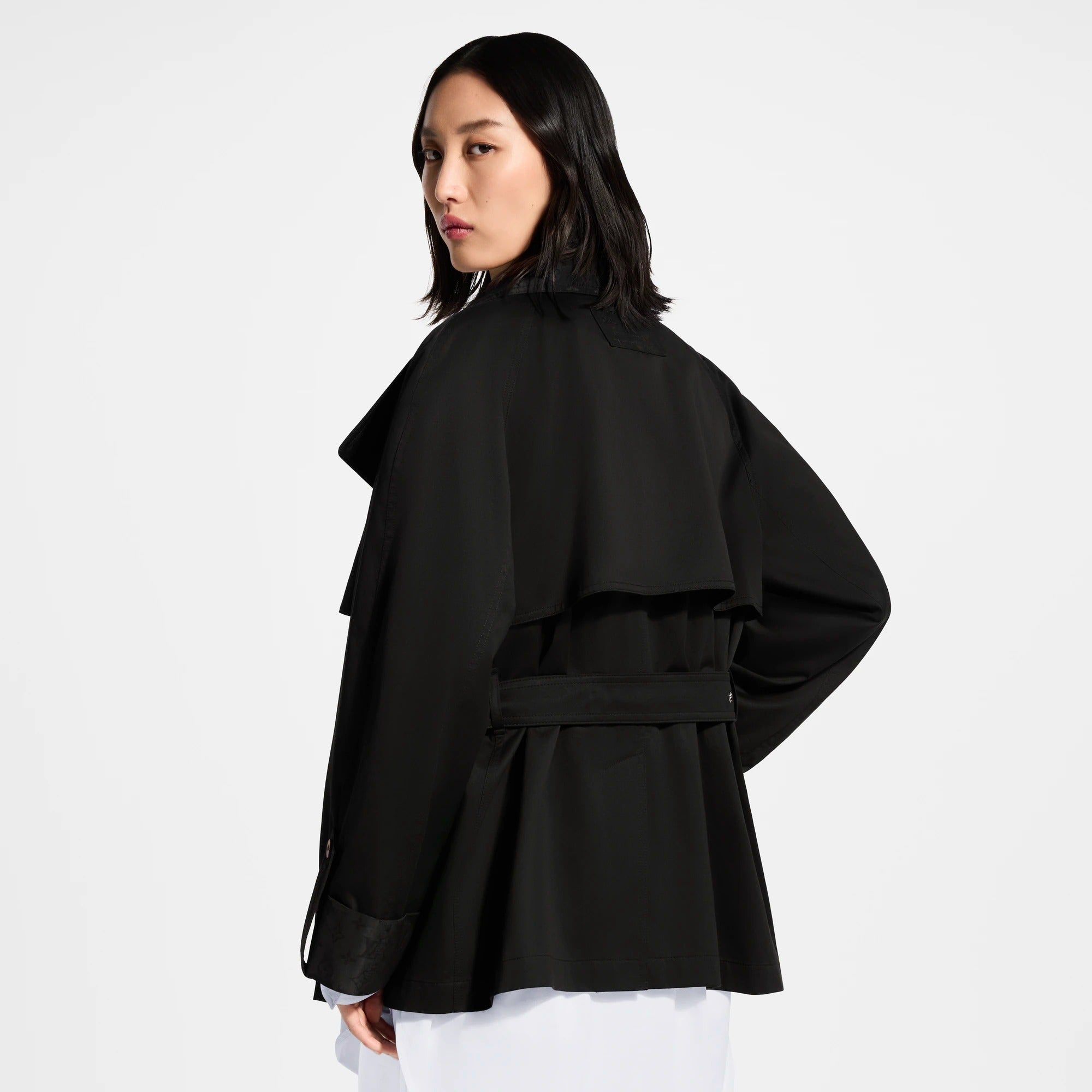 Monogram Accent Short Trench Coat
