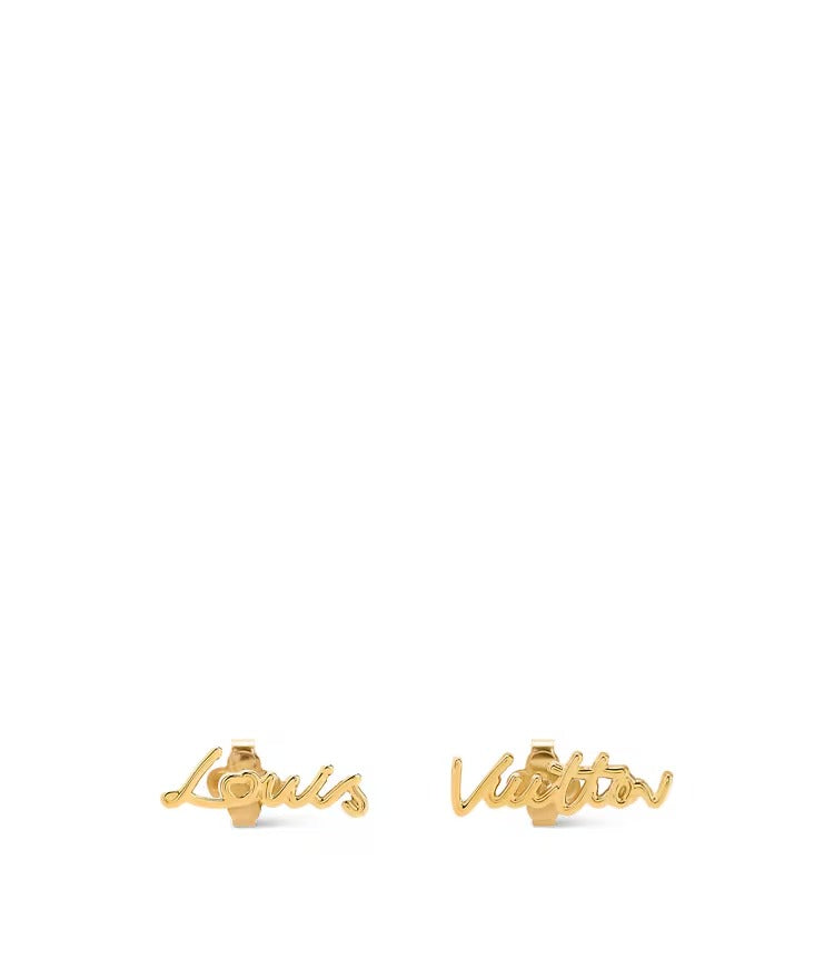LV Script Stud Earrings