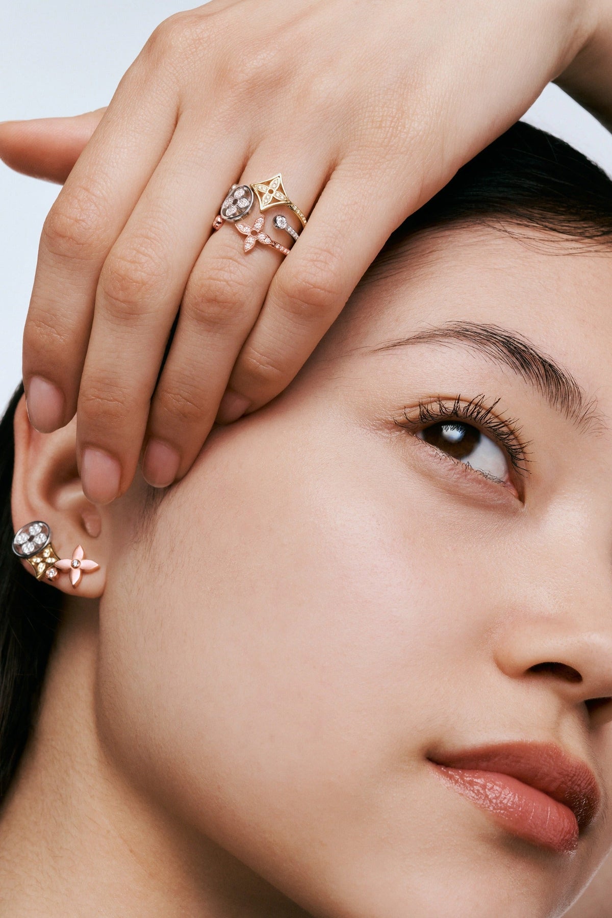 Idylle Blossom Reversible Stud, Pink And Yellow Gold And Diamond - Per Unit