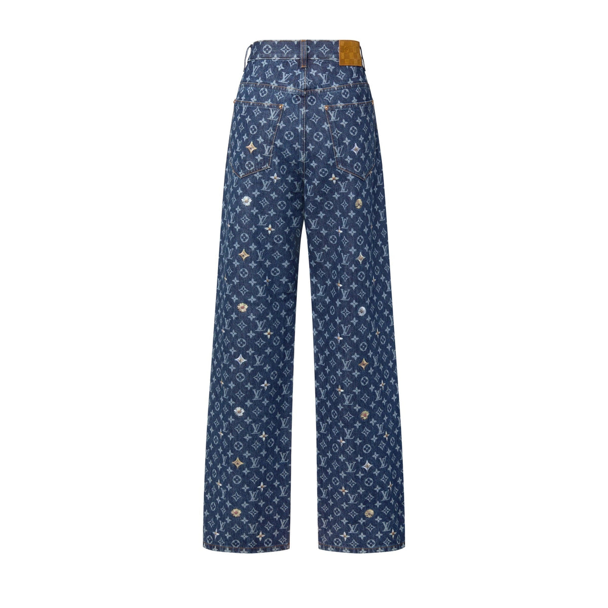 Monogram Embroidered Denim Skate Pants